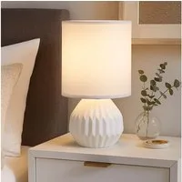 GLOBO LIGHTING Tischleuchte, Leuchtmittel nicht inklusive, Tischlampe Tischleuchte Nachttischlampe Keramik Textil weiß H 23 cm
