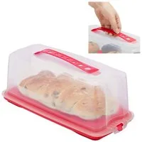 relaxdays Kuchentransportbox Eckige Kuchenbox, Kunststoff, rot