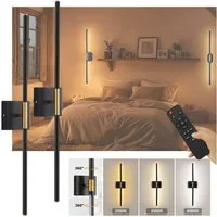 MUPOO Wandleuchte LED Wandleuchte Batteriebetrieben, Fernbedienung, Wandlampe Kabellos, Dimmbar 3000-6000K, LED fest integriert, Modern Wandleuchten, Wiederaufladbar