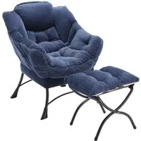 LVHOM Loungesessel Relaxsessel mit Hocker: Verbreitert/Sanftes Design,praktische Ergonomie (Gemütliche, extraweiche Polsterung, rutschfeste Schutzfüße, ergonomische Lehne, Seitentasche (Handy), Hocker als Fußbank/zusätzlicher Sitz, Stahlrahmen bis 18