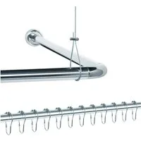 Libaro Duschvorhang stange Duschstange L-Form U-Form Duschvorhangstange und 12 Duschringe Breite 160 cm, Universal-Set Duschvorhangstange L/U-Form inkl Deckenhalter+Duschringe