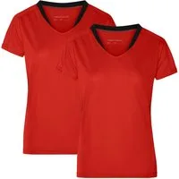 James & Nicholson Laufshirt Doppelpack Damen Kurzarm Laufshirt Running T-Shirt JN471 (Doppelpack, 2 Stück) Atmungsaktiv und Feuchtigkeitsregulierend
