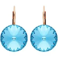 LÖB Paar Creolen 18K Roségold vergoldet Ohrringe Hängend Kristall Anhänger Stein blau (Geschenke für Frauen Damen Beste Freundin Mutter Mama Ehefrau Oma sie zum Geburtstag Schmuck Sommer, Inkl. Schmuckbox), Damen Ohrhänger Brisur Creolen Strass Tropf