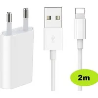 Ventarent Ladekabel USB passt für iPhone 11, 12, 13, 14, Pro, X, Xs, Xr, Xs Max Smartphone-Ladegerät (500,00 mA, Set, 2-tlg., 1x Ladekabel USB-A auf Lightning + 1x Adapter USB-A 10 Watt, 2 METER Kabel)