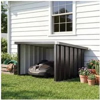 Outsunny Mähroboter-Garage mit Pultdach, Schutzkante, BxTxH: 86x108x62.5 cm, für die meisten Rasenmähroboter, (Rasenmäher Unterstand, 1-St., Rasenroboter Garage), für Rasenmäher Dunkelgrau