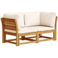 vidaXL Sofaelement Gartensofa mit Kissen 2-Sitzer Massivholz (1 St)
