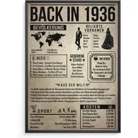 Tigerlino Poster 90. Geburtstag Geschenkidee Back in 1936 Rückblick Frau & Mann, Geburtstagskarte DIN A4