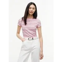Tommy Jeans Kurzarmshirt TJW SLIM ESSENTIAL RIB SS EXT mit gerippter Struktur