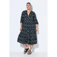 Studio Untold Maxikleid Midi-Kleid Alloverprint V-Ausschnitt Volants