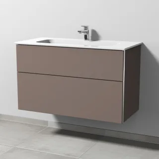 Sanipa 3way Keramik-Set Design Keramik-Waschtisch und Unterbau mit 2 Auszügen, Taupe-Matt BP4811T