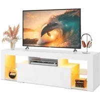 WLIVE TV-Schrank 135/160 cm Lowboard mit RGB-LED für Fernseher bis 60/65/70 Zoll, (20 Farben RGB Fernsehschrank für Wohnzimmer, Schlafzimmer) Modernes TV Board, Weiß