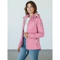 Dry Fashion Softshelljacke Baltrum Damen Jacke Softshell Fleece-Futter - Übergangsjacke Outdoor Atmungsaktiv, Verstellbare & abnehmbare Kapuze, 2-Wege-Reißverschluss