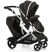 Hauck Geschwisterwagen Duett 2 - Black, (4-tlg), Geschwisterkinderwagen Geschwisterbuggy mit Liegeposition bis 30 kg