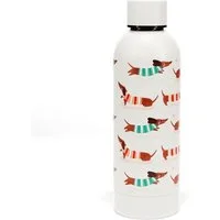Rex London Isolierflasche Sausage Dog - Dackel Motiv für 500ml, Edelstahlflasche mit 3D-Prägeeffekt