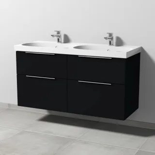 Sanipa 3way Waschtischunterbau zu Geberit Acanto Waschtisch mit 4 Auszügen, Schwarz-Matt UF42008
