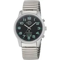MASTER TIME Funkuhr Basic MTGA-10763-22Z, Armbanduhr, Quarzuhr, Herren, Datum, Leuchtzeiger, Flexband, Zugband