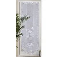 Arsvita Panneaux Blumen Mona mit Stickerei, Schlaufen, transparent, Türpanneaux 180x60cm Stangendurchzug, Voile Kurzgardine Bistrogardine