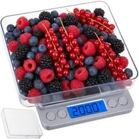 Ruhhy Küchenwaage Digitale Präzisions-Grammwaage mit LCD-Display und Tara-Funktion., (Präzisions-Grammwaage mit 2 abnehmbaren Wiegeschalen, digital., inkl. 2 Wiegeschalen, ideal für Küche, Labor und Schmuckherstellung), Hohe Präzision, Tara-Funktion,