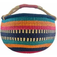 Einkaufskorb Bolga Korb - Bawku - Rund, Kunstvoll geflochtene Bolga Körbe – Charakterstücke voller Tradition