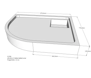 Neuesbad Wannenträger für Bette Corner 100x80x3,5 Viertelkreis SD22719