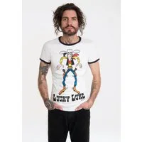 LOGOSHIRT T-Shirt Lucky Luke mit farblich abgesetzten Bündchen