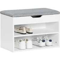 SoBuy Sitzbank FSR25, Schuhbank Schuhregal Aufbewahrungsschrank Schuhorganizer, Schuhtruhe mit Sitzfläche, gepolstert, Fach unter Kissen, für Flur