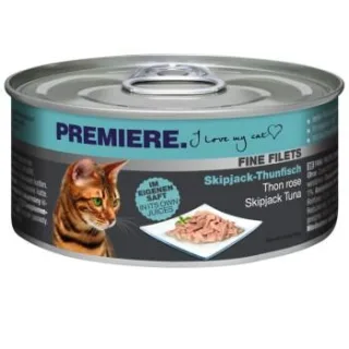 PREMIERE Fine Filets Nassfutter Katze Adult Skipjack-Thunfisch 24x80 g