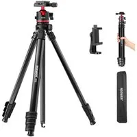 Neewer TP12 169cm Reisestativ für Kamera, leichtes DSLR Stativ mit Kugelkopf Kamerastativ (Arca Typ Schnellwechselplatte, Handyhalterung kompatibel mit iPhone)