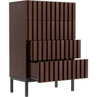 UEV Kommode schmal mit 4/5 Schublanden Sideboard Beistellschrank Buffet (Aufbewahrungskommode, Mehrzweckschrank aus Holz(Natur/Schwarz/Dunkelbraun), Schrank für Wohnzimmer,Schlafzimmer,Flur
