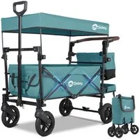 Sekey Bollerwagen 150 kg Faltbarer Bollerwagen mit Dach und 3-Punkt-Sicherheitsgurt, Faltbarer Handwagen Schiebegriff, Transportwagen mit Bremsen
