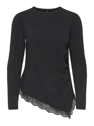 ONLY - ONLLIVE LOVE L/S RUCHING TOP CS JRS Black - Gr. - S