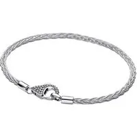 Pandora Silberarmband 594462C01, Damenarmband Silber Fuchsschwanz mit Pavé-Verschluss