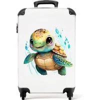 NoBoringSuitcases.com© Kinderkoffer Schildkröte - Wasserfarben - Tiere - Jungen - Mädchen 55x35x20cm, Kinder Koffer Klein, Trolley Handgepäck, Reisekoffer