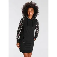 KangaROOS Sweatkleid knielang, figurumspielend, aus angerauter Sweatware, mit Kapuze