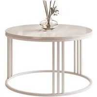 Lookway Couchtisch LORI HOCHGLANZ, runder Couchtisch mit kaschmirfarbenem Gestell (1x Tisch)
