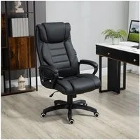 Vinsetto Schreibtischstuhl Massagebürostuhl, Drehstuhl, 6 Vibrationspunkte höhenverstellbar (Bürostuhl, 1 St), für Büro, Wohnzimmer, Schwarz