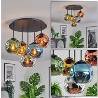 hofstein Deckenleuchte Deckenlampe aus Metall/Glas, Schwarz/Blau/Grün/Kupfer/Gold/Chrom/Rauch, Deckenleuchte im Retro/Vintage-Design (Schirm Ø 15 cm), 5 x E14