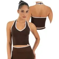Smilodox Sport-BH Theda, Sport Top Damen Shaped Fit, Seamless, Gym & Freizeit Halterneck, V-Ausschnitt, Seamless, Stretch, Kontrastdetails