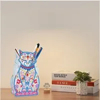 LA CUTE Malen nach Zahlen 5d Diamond Painting Stifthalter Set für Kinder, DIY 5D Katzen Design (DIY 5D-Diamantmalerei Stifthalter Set für Kinder und Erwachsene, Enthält: Stifthalter, Acrylmaterial, bunte Diamanten, Zubehör), Einzigartiger Katzen-Stif