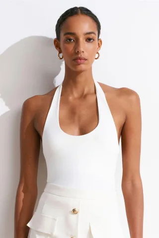 Slim Fit Halter Neck Cut-Out Top