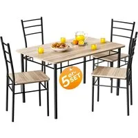 Casaria Essgruppe Leo, (5-tlg), mit 4 Stühlen Holz 5-tlg Set Metall 110x70cm Modern Esszimmer Küche