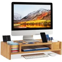 relaxdays Monitor-Halterung Monitorständer mit Staufächern