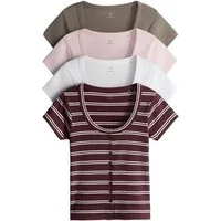 The Set T-Shirt The Set Oberteile mit Knopfleiste, 4er-Pack (4-tlg)
