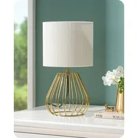 EDISHINE Nachttischlampe Dekolampe H29 cm mit Metallfuß, LED wechselbar, 2700 K Warmweiß, Vintage Tischleuchte mit E14 Leuchtmittel, für Fensterbank, Geschenk