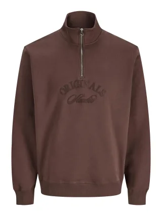 JACK&JONES - JORBLEECKER BRANDING SWEAT HIGH NECK BF deep mahogany - Gr. - L
