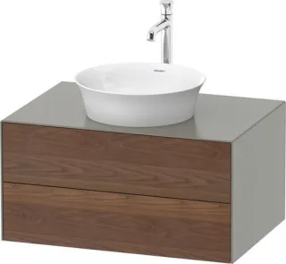 Duravit White Tulip Konsolenwaschtischunterbau wandhängend Amerikanischer Nussbaum & Stein Grau Matt WT4985077920010