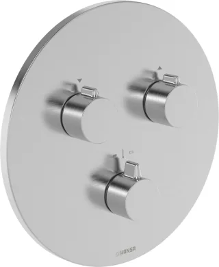 Hansa FM-Set f. zwei Abgänge HANSAEASYMIX, 8872 Rosette rund Stahl gebürstet, 8872905280 8872905280