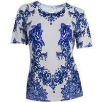Passioni T-Shirt mit Blauem Dekorativem Blumenprint