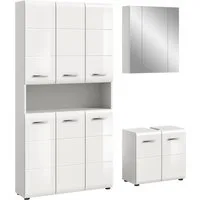 welltime Badezimmer-Set, (Set, 4-St., Stauraumschrank, WBU, Spiegelschrank), Bad-Kombination, Bad-Möbel, Badezimmer, Kombination, Kombi