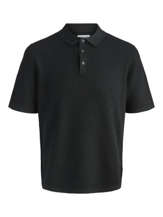 JACK&JONES - JJEGEORGE KNIT POLO SS SN Black - Gr. - S